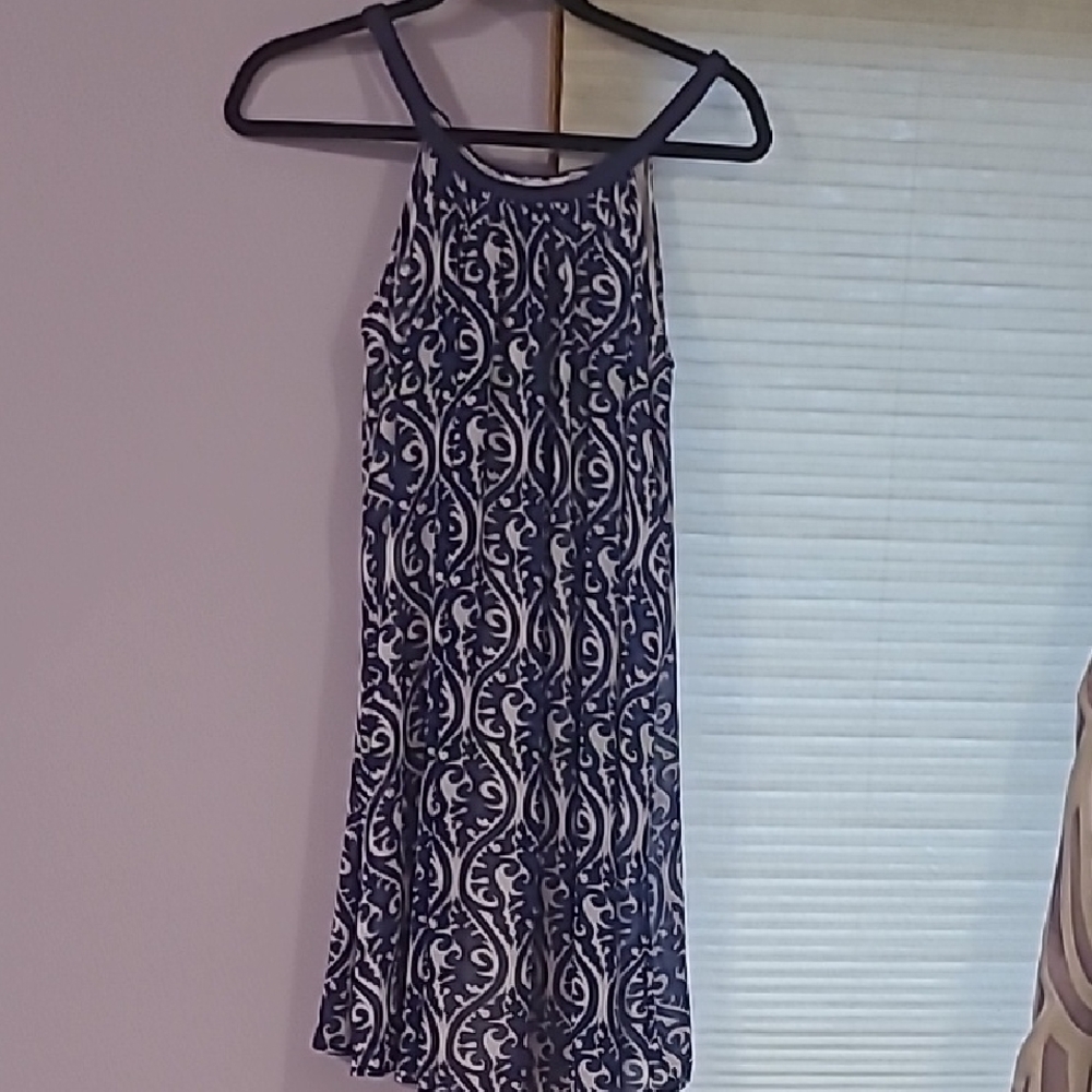 Charming Charlie Blue and White Halter Sundress Mini